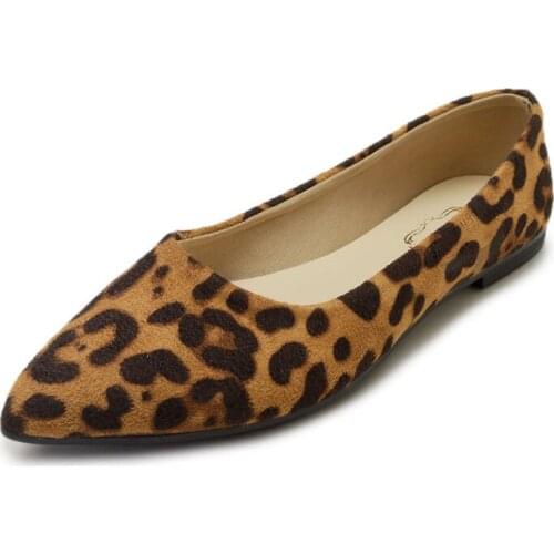 Sexy Luxury Leopard Flat Shoes New Fashion Classic Flats Casual Pointed Toe Slip On Shoes Women Spring Summer Office Lady Shoes