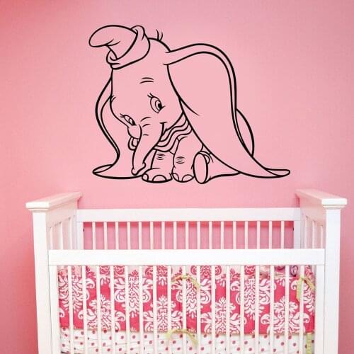 Dumbo Wall Decal Lovely Elephant Vinyl Stickers Cartoon Movie Art Decorations for Home Childrens Baby Room Nursery Decor A626