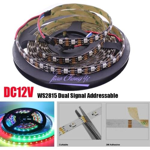 WS2815 12V 5M 300LEDs Pixels (WS2812B ) RGB Full Color LED Pixels Strip Light Dual-Signal Individually Addressable IP65