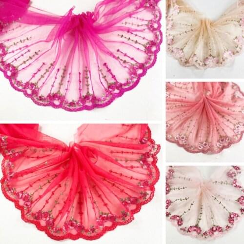 10Meters 18cm Embroidered Lace Trim Ribbon Fabric Flower Appliques Curtain Sewing Sew Crafts for Doll Accessories
