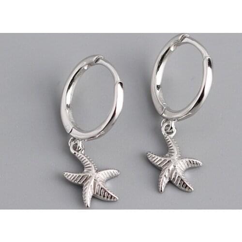 2021 New Korean Jewelley 925 Sterling Silver Starfish Charm Stud Earrings For Girls Lady Pendientes eh714