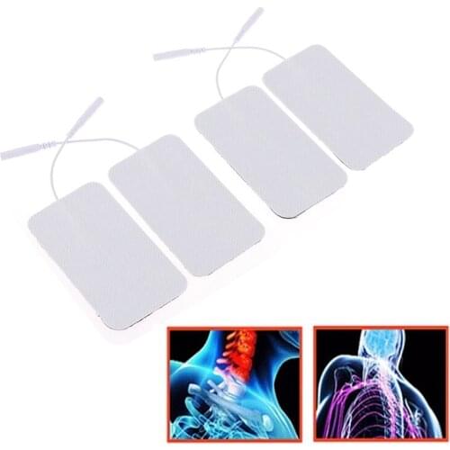 4Pcs 5*10cm 4 Patches Tens Acupuncture Massage EMS Adhensive Gel Pads Plug Hole 2.0mm Non-woven Fabric electrode Pads