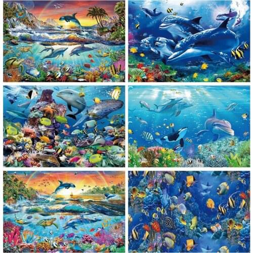 5D DIY Marine life Dolphin starfish fish Diamond Painting Full Drill Embroidery Cross Stitch Mosaic Home Decor Craft Kit Gift