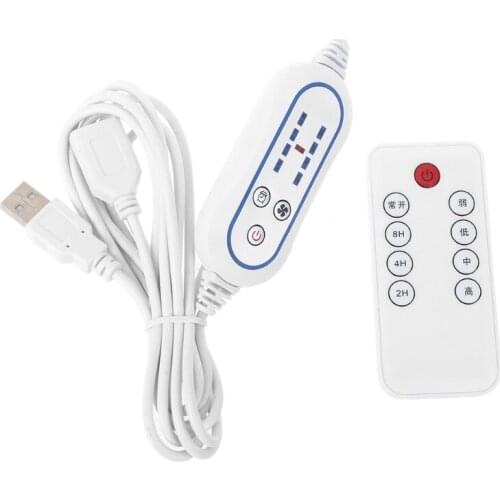 Universal USB Remote Control Adjustable 4 Speed with 2-8 hours Timing ON OFF Switch for USB Fan LED Light and more
