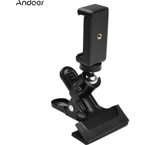 Andoer Multifunctional Phone Clip Clamp Photography Metal Clamp with Flexible Phone Clip Rotatable Ball Head for Camera Phone