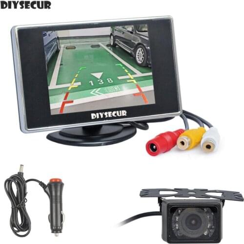 DIYSECUR 3.5 inch TFT LCD Car Monitor Rear View Car LED Camera Reversing Parking Assistance System Car Charger