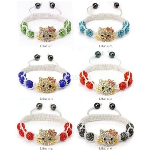 Fg45ing Mixed 6 Color Best Micro Pave Deep Blue Beads pink Bangles Bracelet jewelry crystal