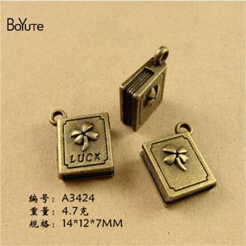 BoYuTe (40 Pieces/Lot) 14*12*7MM Zinc Alloy Charms Antique Bronze Plated Lucky Book Charms Pendants Metal Jewelry Findings Diy