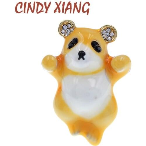 CINDY XIANG New 2 Colors Choose Enamel Bear Brooches With Rhinestone Ears Cute Animal Pin and Brooch for Women Dress Accessories