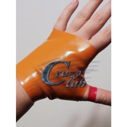 Crazy club_New arrival Short gloves simple glued latex fingerless latex glove knuckles rubberized glove fetish free shipping