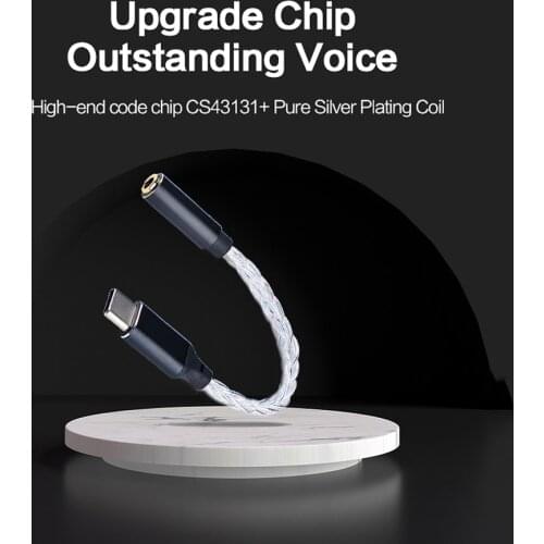 CS43131 High Fidelity CodesLossless Sound Quality DAC decoder amplifier DSD256 Type C to 3.5mm Adapter for Android Windows MacOS