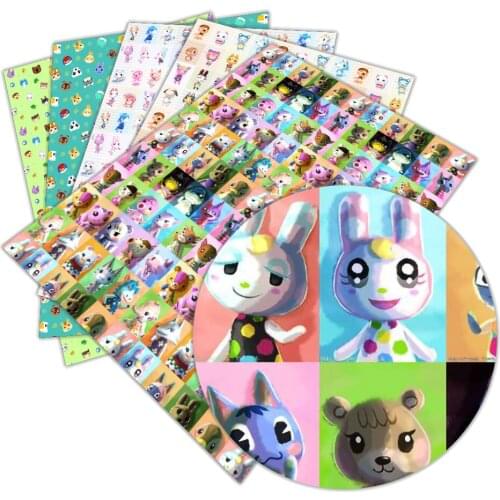 Cartoon printed artificial synthetic leather fabric DIY decorative bow sewing bag A422cm x 30cm