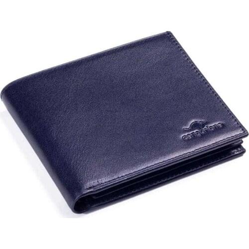 Cangurione Genuine Leather Horizontal Mens Wallet Navy Blue