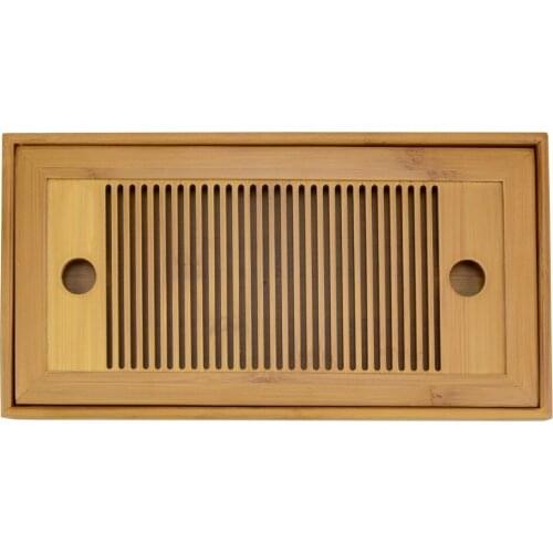 [GRANDNESS] Small Bamboo Gongfu Tea Table Serving Tray 27*14cm Chinese Bamboo Tea Tray Water Storage Kung Fu Tea Set