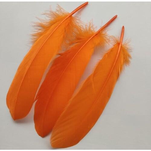 Hot 20pcs Beautiful Orange Hard Goose Feathers 15-20cm/6-8inch Christmas Decoration Clothing Shoes Hat Accessories