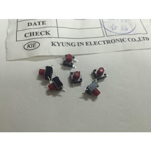 Import Korea KIE Touch Switch Transparent Plastic Cover 6*6*7mm Patch 4 Feet High Life Temperature Resistance