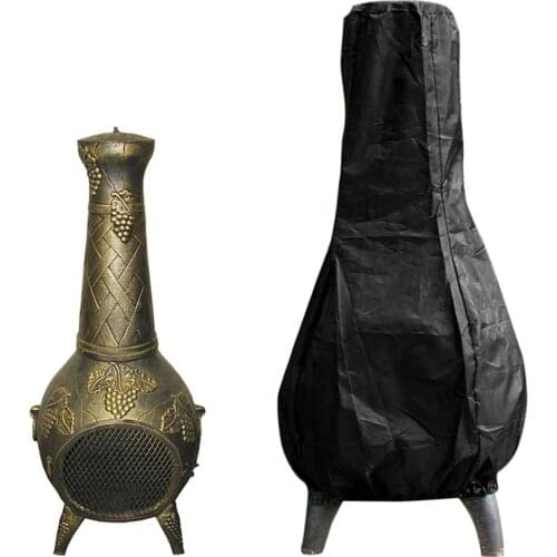 Patio Chiminea Cover Waterproof Protective Chimney Fire Pit Heater Cover Outdoor Dust-proof Rain Sun Protective Case Stove Cover