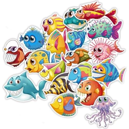 TD ZW 40 Pcs/Lot Cute Cartoon Sea Fishes Stickers For Car Laptop Skateboard Pad Bicycle PS4 Phone Luggage Decal Toy Sticker