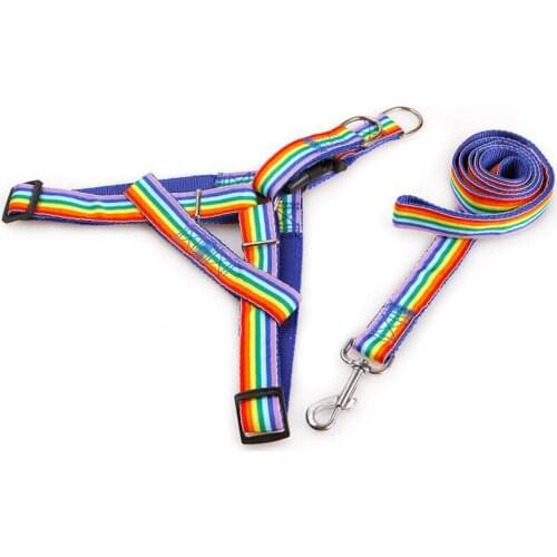 2pcs/set Colorful Dog Chest Strap Leash Wide Flat 1.2M Traction Rope National Color P chain Metal Button Adjustable Chest Strap
