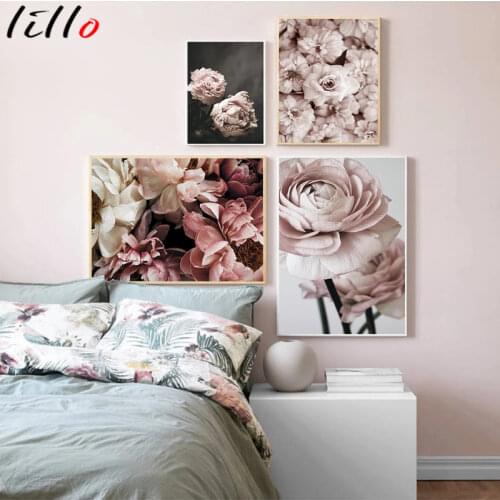 Peony Flower Canvas Poster Nordic Blush Floral Botanical Print Wall Art Painting Scandinavian Decoration Picture Room Decor