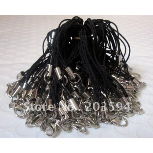 1000Pcs New Black Cell Phone Strap Lariat Lanyard Cord with Lobster Clasp Jewelry Findings 5cm