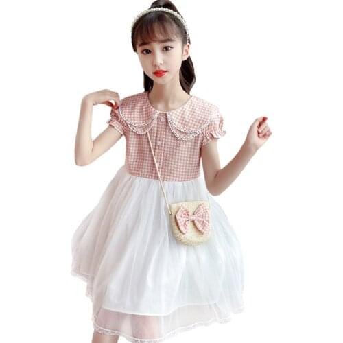 Girls Dress Plaid Pattern Dress For Girl 2021 Newest Kids Dresses Summer Girls Costumes Kids 6 8 10 12 14