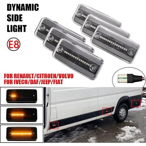 Flowing Side Marker Lamp Amber For Fiat Ducato Citroen Relay Peugeot Boxer Renault Magnum Midliner Volvo FE FL Man Iveco Daily