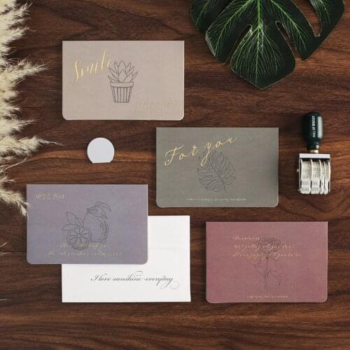 Morandi Wish Thank You Message Greeting Card Birthday Wishes Creative Bronzing Christmas Card Postcard Gift Decoration