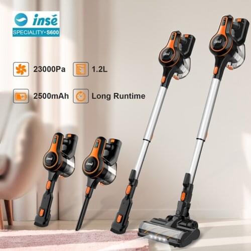 INSE 23Kpa Cordless Vacuum Cleaner INSE S600 Stick Vacuum with 45min Max Long Runtime Handheld Vacuum for Home Aspiradora