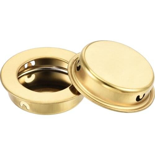 Uxcell Finger Flush Pull Handle, 6pcs 25mm/0.98" Hole Dia, Plane Recessed Drawer Door Pull, Golden