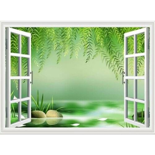 DIY diamond painting mosaic Cross stitch square diamond embroidery home decoration needlework scenery Green landscape