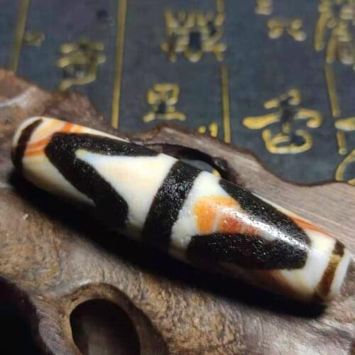 Tibet Double Tiger Teeth Totem Old Type Cinnabar Agate DZI Beads Men&Women Amulet Jewelry Necklace Pendant DIY Free Shipping