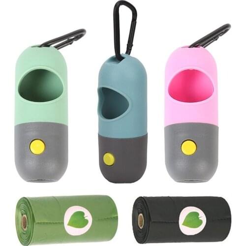 Pet Cleaning Supplies Degradable Pet Dog Poop Bags Outdoor Portable Trash Bags LED Light Eco-friendly Waste Bag Dispenser