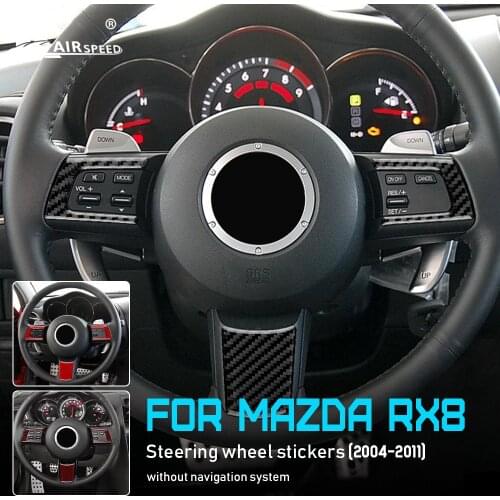 Carbon Fiber for Mazda RX8 2004 2005 2006 2007 2008 2009 2010 2011 Accessories Interior Trim Car Steering Wheel Cover Sticker