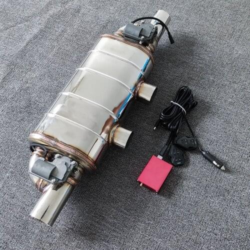 Car Exhaust Electronic Sounds Valve Muffler With Remote Controller 2 Inlet To 2 Outlet Silencer