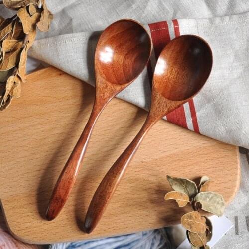 Japanese natural wooden tableware Wooden Spoon Stylish Exquisite Sturdy Long Handle Eco-friendly Dinner Spoon Tablespoons hot