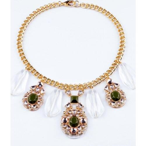 Green Big Geometric Pendant Statement Necklace aliexpress Perfume Women Fashion Party Necklace Jewelry Collares