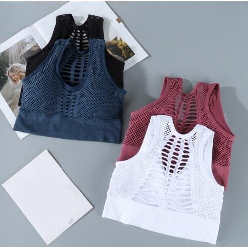 Womens Plus Size Sports Bra Fitness Running Breathable Mesh Beauty Back Yoga Shockproof Vest Sports Underwear Sports Bra