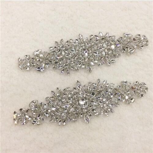 1Pcs Silver Flower Crystals Shinny Rhinestone Applique For DIY Craft Wedding Dress Bags Decoration Sewing Garments Accessories