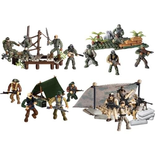 12Pcs World War 2 WW2 Army Military Soldier City Police SWAT Peacekeeping Force Figures Building Blocks Bricks Kids Toys