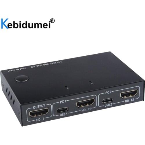 2 Port KVM Switch Box 4K USB HDMI-compatible Switcher Splitter for Sharing Monitor Keyboard Mouse Adaptive EDID/HDCP Decryption