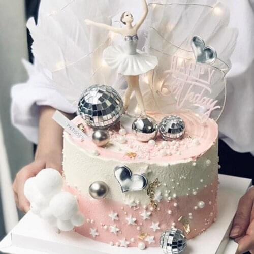 3Pcs/Set Hot Ballet Dancing Girls Ornaments Cake Topper Birthday Party Wedding Decor Elegant Ornaments with Base Cake Decor