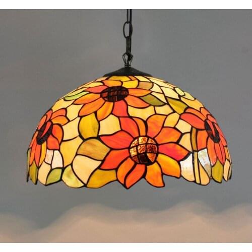 40cm Bar Restaurant Light American Creative Tiffany Vintage Classic Taiyanghua Colorful Glass Art Chandelier