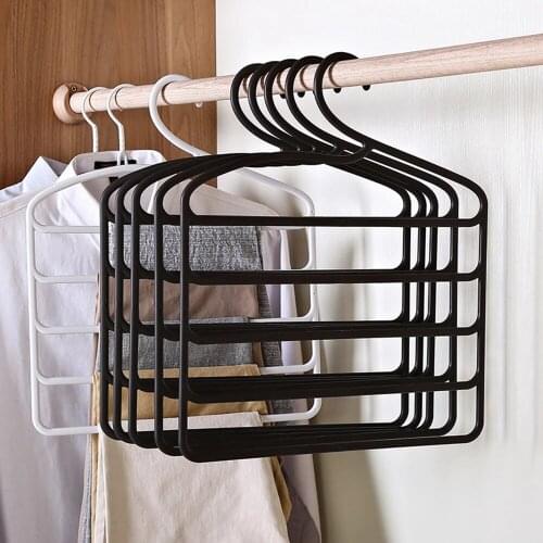 5 Layers MultiFunctional Pants Hangers Holders Trousers Hanger Storage Rack Clothes Hanger Space Saver Wardrobe Closet Organizer