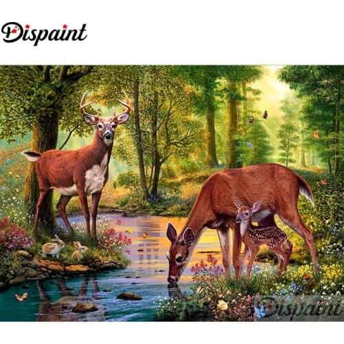 Dispaint Full Square/Round Drill 5D DIY Diamond Painting "Animal deer family" 3D Embroidery Cross Stitch Home Decor Gift A11532