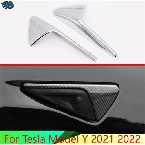 For Tesla Model Y 2021 2022 Car Accessories ABS Chrome leaf board decoration on shark gills