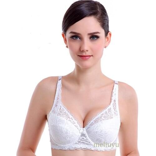 Big Size Deep V Crop Top Adjustable Big Chest Bra Sexy Bralette Lace Bra Thin Cup Lingerie Underwear Push Up Bralette 32-40 BC