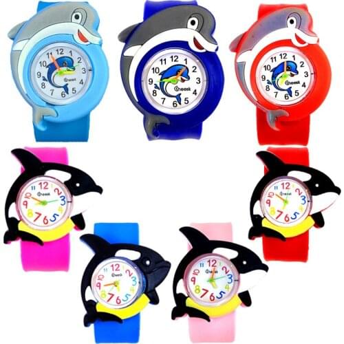 Cool Dolphin Fish Cartoon Kids Watches Boys Watch Children Girls Silicone Clock Dress Analog Child Quartz Wristwatch Baby Gift