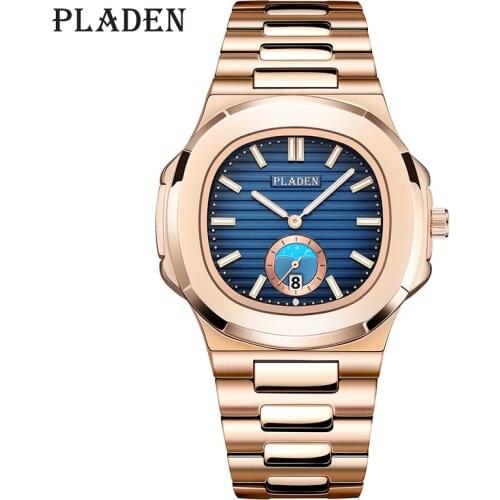 2021 New Men Watches PLADEN Top Brand Fashion Luxury Stainless Steel Strap Watch Man Rose Gold Sport Quartz Clock Dropshipping