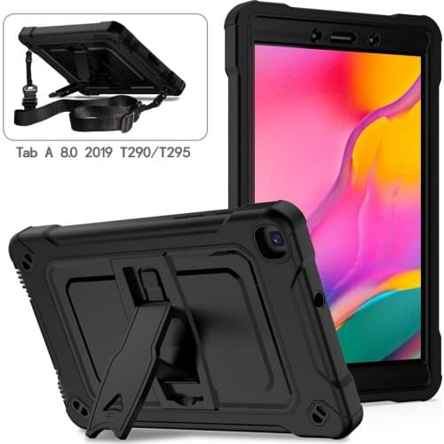 Case For Samsung Galaxy TabA 8.0 2019 T290 T295 T297 Shockproof Silicon PC Stand Tablet Cover with Shoulder Strap Funda+film+pen
